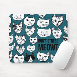 Stress MEOWT Cat Head Pattern Green Mousepad