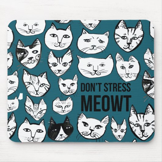Stress MEOWT Cat Head Pattern Green Mousepad (Vorne)