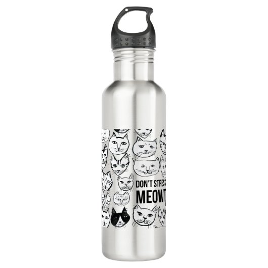 Stress Meowt Funny Cat Aluminium Wasserflasche Edelstahlflasche (Vorderseite)