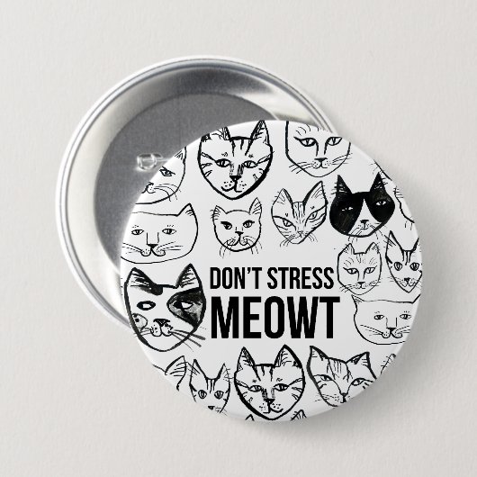 Stress Meowt Funny Cat Liebhaber Button (Vorne & Hinten)