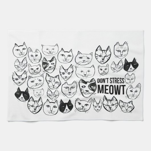 Stress Meowt Funny Cat Pattern Geschirrtuch (Horizontal)