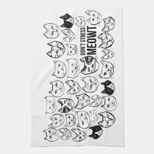 Stress Meowt Funny Cat Pattern Geschirrtuch (Vertikal)