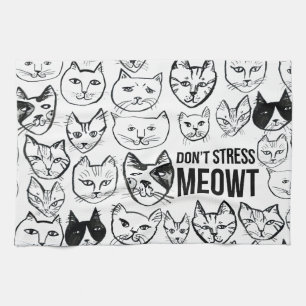 Stress Meowt Funny Cat Pattern Geschirrtuch