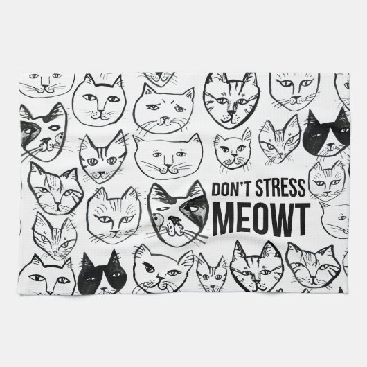 Stress Meowt Funny Cat Pattern Geschirrtuch (Horizontal)