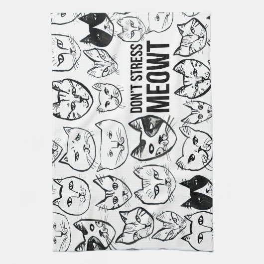 Stress Meowt Funny Cat Pattern Geschirrtuch (Vertikal)