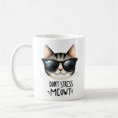 Stress Meowt, Funny Cat Pun Coffee Tasse (Links)