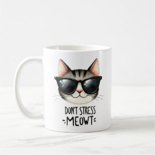 Stress Meowt, Funny Cat Pun Coffee Tasse