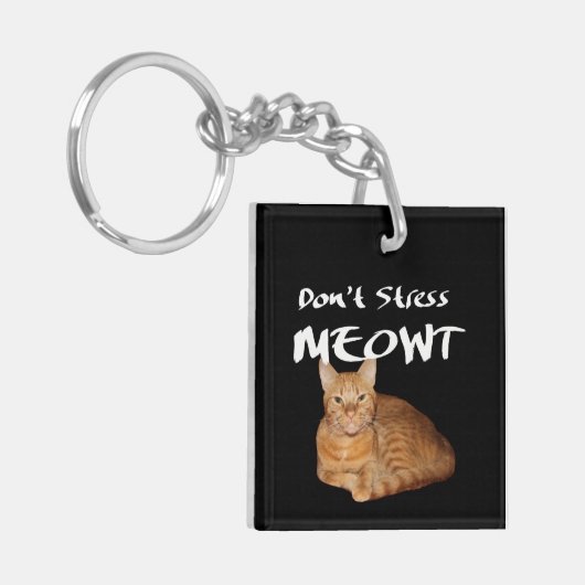 Stress Meowt nicht - Orange Cat Stress Me out Schlüsselanhänger (Vorderseite links)