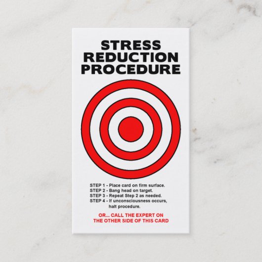 Stress Reduction Funny Business Card Visitenkarte (Vorderseite)