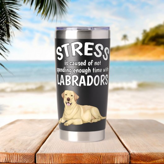 Stress wird durch lustigen Labrador-Gelb-Lab-Gesch Thermobecher (Strand (gedreht))