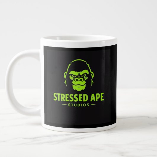 Stressed Ape Studios Green Logo Jumbo-Tasse (Links)
