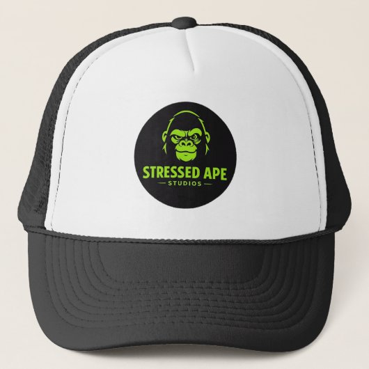 Stressed Ape Studios Grünes Logo Truckerkappe (Vorderseite)