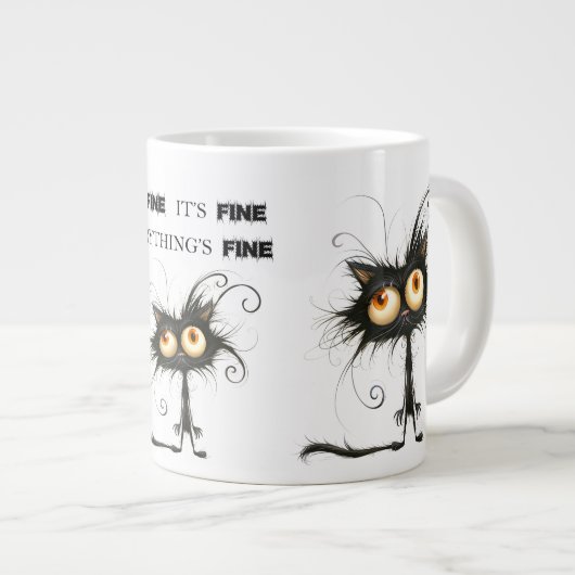 Stressed Cat I'm Fine It's Fine Everything's Fine Jumbo-Tasse (Vorderseite Rechts)