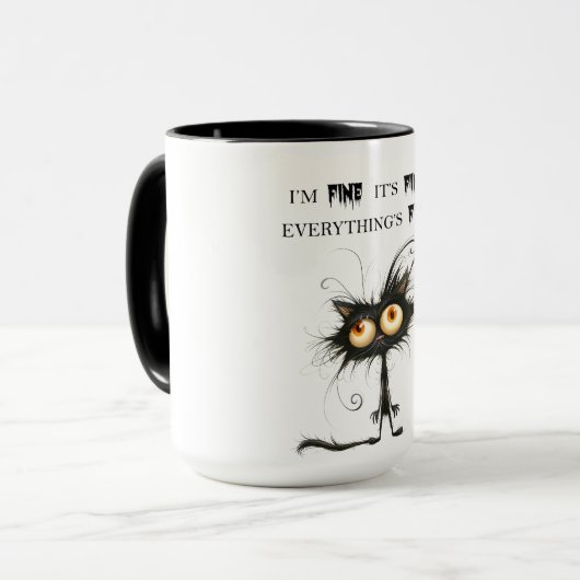 Stressed Cat I'm Fine It's Fine Everything's Fine Tasse (Vorderseite Links)