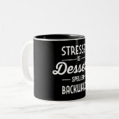 Stressgepresste Desserts werden rückwärts geschrie Zweifarbige Tasse (Vorderseite Links)