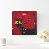 Stressie cat Clock Quadratische Wanduhr (Zuhause)