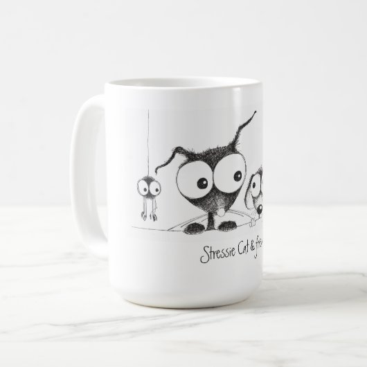 Stressie Katze u. Freund-Tasse Kaffeetasse (Vorderseite Links)