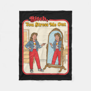 Stressige lustige sarkastische Frau Spiegel Retro Fleecedecke
