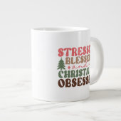 Stresst, gesegnet und Weihnachten besessen Jumbo-Tasse (Vorderseite Rechts)