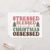 Stresst, gesegnet und Weihnachten besessen Karte (Vorderseite/Rückseite Beispiel)