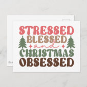 Stresst, gesegnet und Weihnachten besessen Postkarte (Vorne/Hinten)