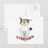 Stresste Cat Lucy Postkarte (Vorne/Hinten)