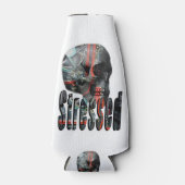 Stresster Schädel mit Computergehirnen, Flaschenkühler (Vorderseite)