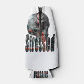 Stresster Schädel mit Computergehirnen, Flaschenkühler (Rückseite)