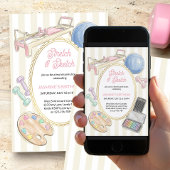 Stretch and Sketch Pilates Art Birthday Party Einladung