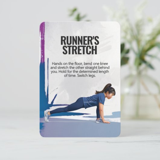 Stretch-Fitness-Karte des Runners mit blauem Hinte Save The Date (Stehend Vorderseite)