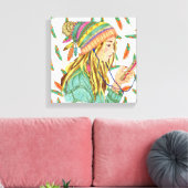 Stretch Leinwand Boho Hat Girl (Insitu (Wohnzimmer))