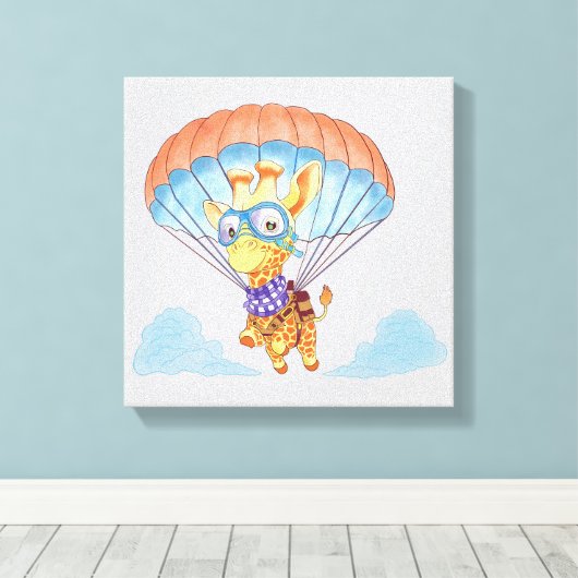 Stretch Leinwand Parachute Giraffe (Insitu (Holzboden))