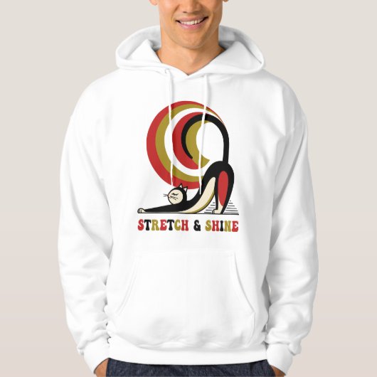 Stretch & Shine Retro Cat Design Hoodie (Vorderseite)