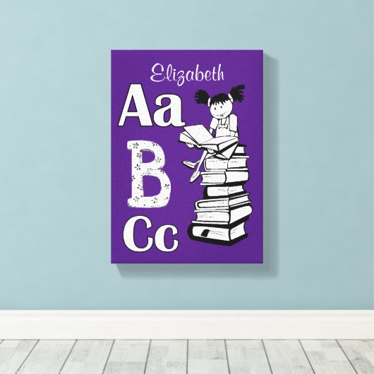 Stretched Canvas Print Abc Reading Lila Leinwanddruck (Insitu (Holzboden))