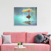 STRETCHED CANVAS PRINT : BAUM AUF EINER INSEL LEINWANDDRUCK (Insitu (Wohnzimmer))