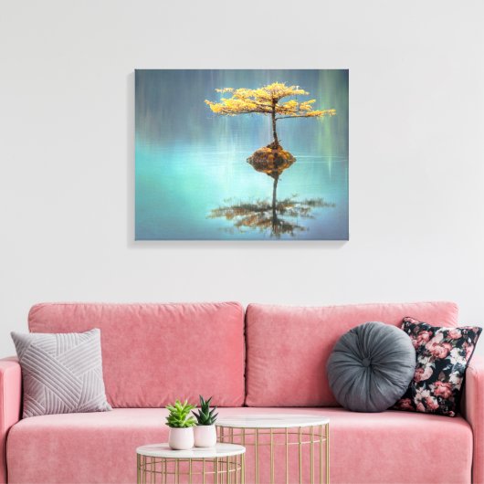 STRETCHED CANVAS PRINT : BAUM AUF EINER INSEL LEINWANDDRUCK (Insitu (Wohnzimmer))