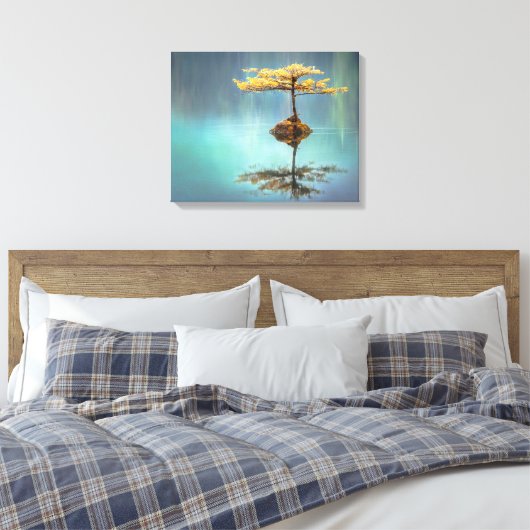 STRETCHED CANVAS PRINT : BAUM AUF EINER INSEL LEINWANDDRUCK (Insitu (Schlafzimmer))