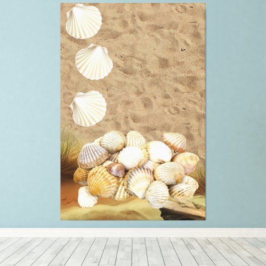 Stretched Canvas Print Beach Clams Sand Leinwanddruck (Insitu (Holzboden))