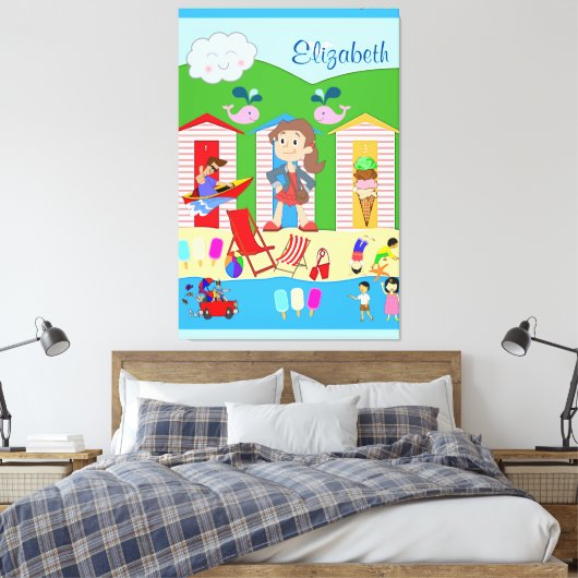Stretched Canvas Print Beach Summer Fun Leinwanddruck (Insitu (Schlafzimmer))