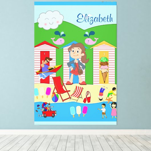 Stretched Canvas Print Beach Summer Fun Leinwanddruck (Insitu (Holzboden))