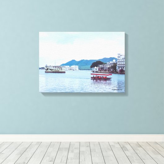 Stretched Canvas Print - Beautiful Lake Palace Leinwanddruck (Insitu (Holzboden))