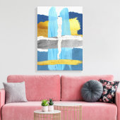 Stretched Canvas Print Blue Gold Abstrakt Collage Leinwanddruck (Insitu (Wohnzimmer))