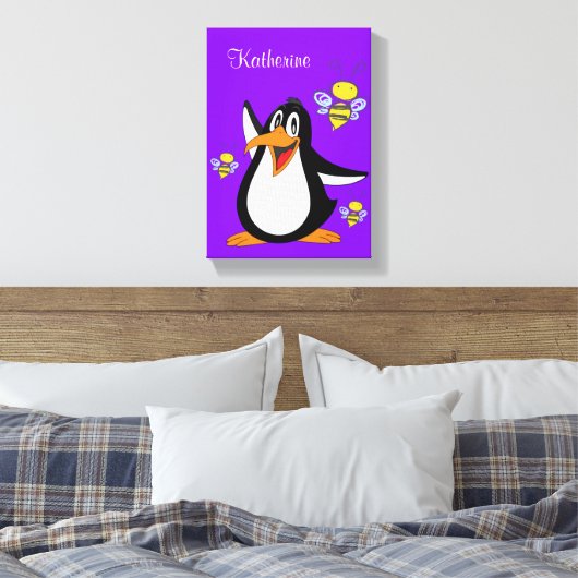 Stretched Canvas Print Bumblebee Pinguin Leinwanddruck (Insitu (Schlafzimmer))