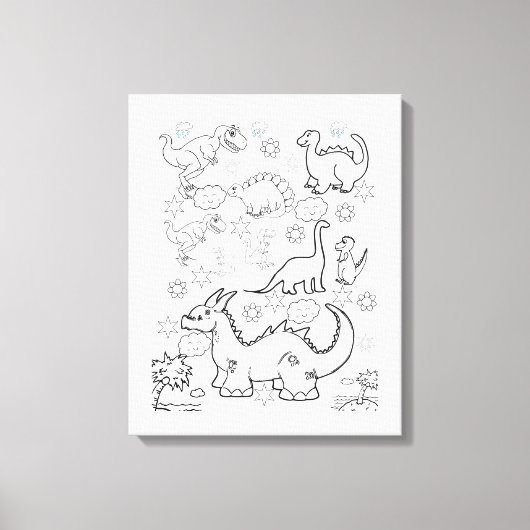 Stretched Canvas Print Coloring Dinosaurier Leinwanddruck (Vorderseite)