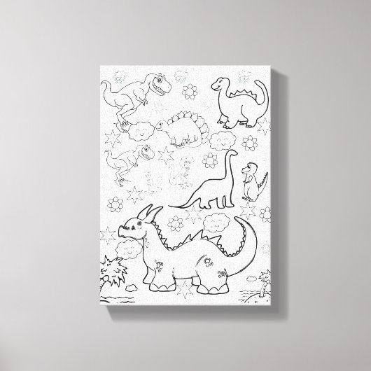 Stretched Canvas Print Coloring Dinosaurier Leinwanddruck (Vorderseite)