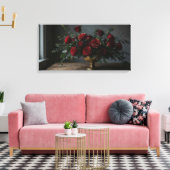 Stretched Canvas Print Dark Florals Leinwanddruck (Insitu (Wohnzimmer))