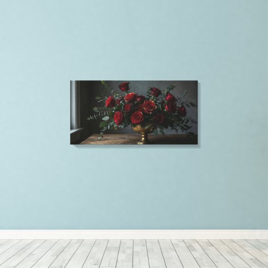 Stretched Canvas Print Dark Florals Leinwanddruck (Insitu (Holzboden))