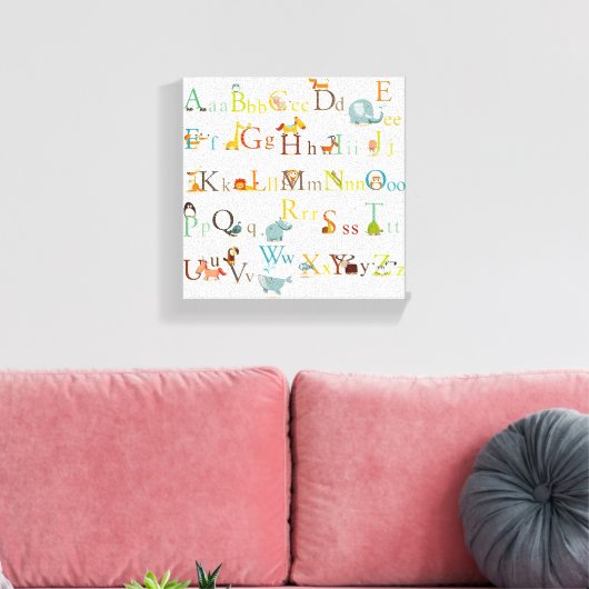 Stretched Canvas Print - farbenfrohe Alphabet Prin Leinwanddruck (Insitu (Wohnzimmer))