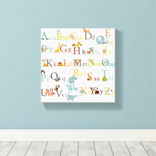 Stretched Canvas Print - farbenfrohe Alphabet Prin Leinwanddruck (Insitu (Holzboden))