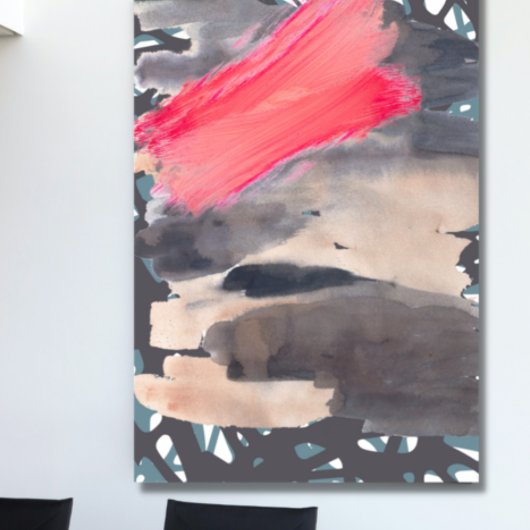 Stretched Canvas Print Grau Red Abstrakt Collage Leinwanddruck